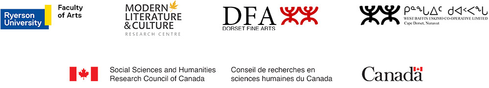 Ryerson University logo, Modern Literature & Culture Research Centre logo, Dorset Fine Arts logo, West Baffin Eskimo Co-operative Limited logo, Social Sciences and Humanities Research Council of Canada logo