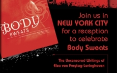 Invite to Body Sweats Book Launch in NYC